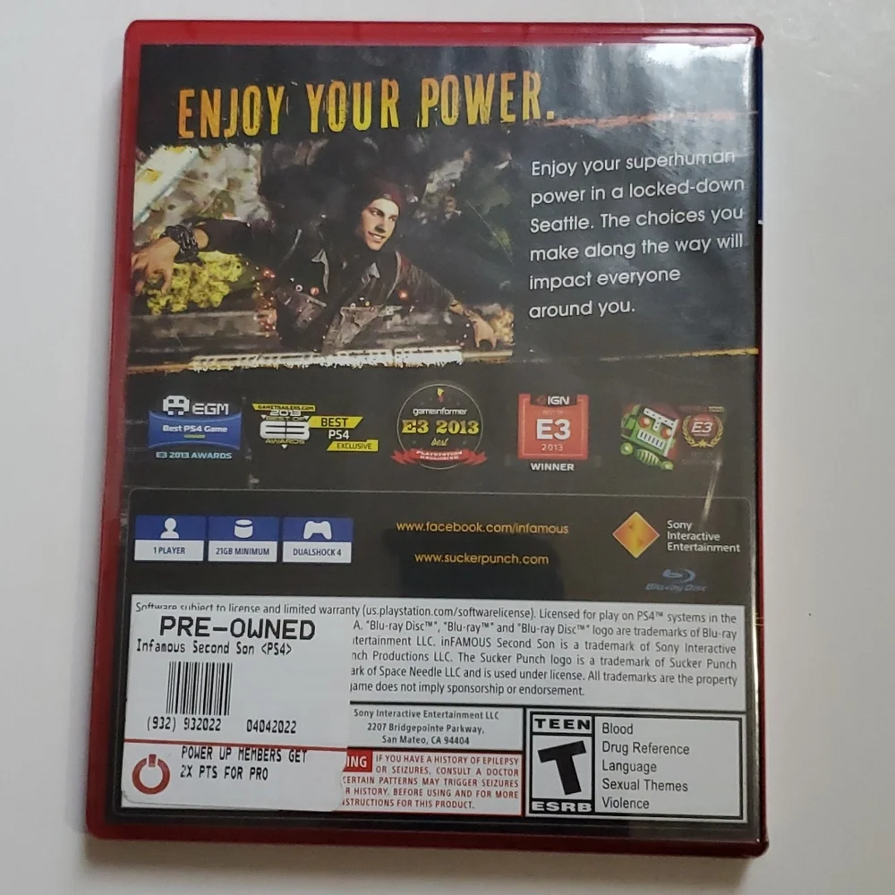 Playstation 4 Infamous Second Son-Used